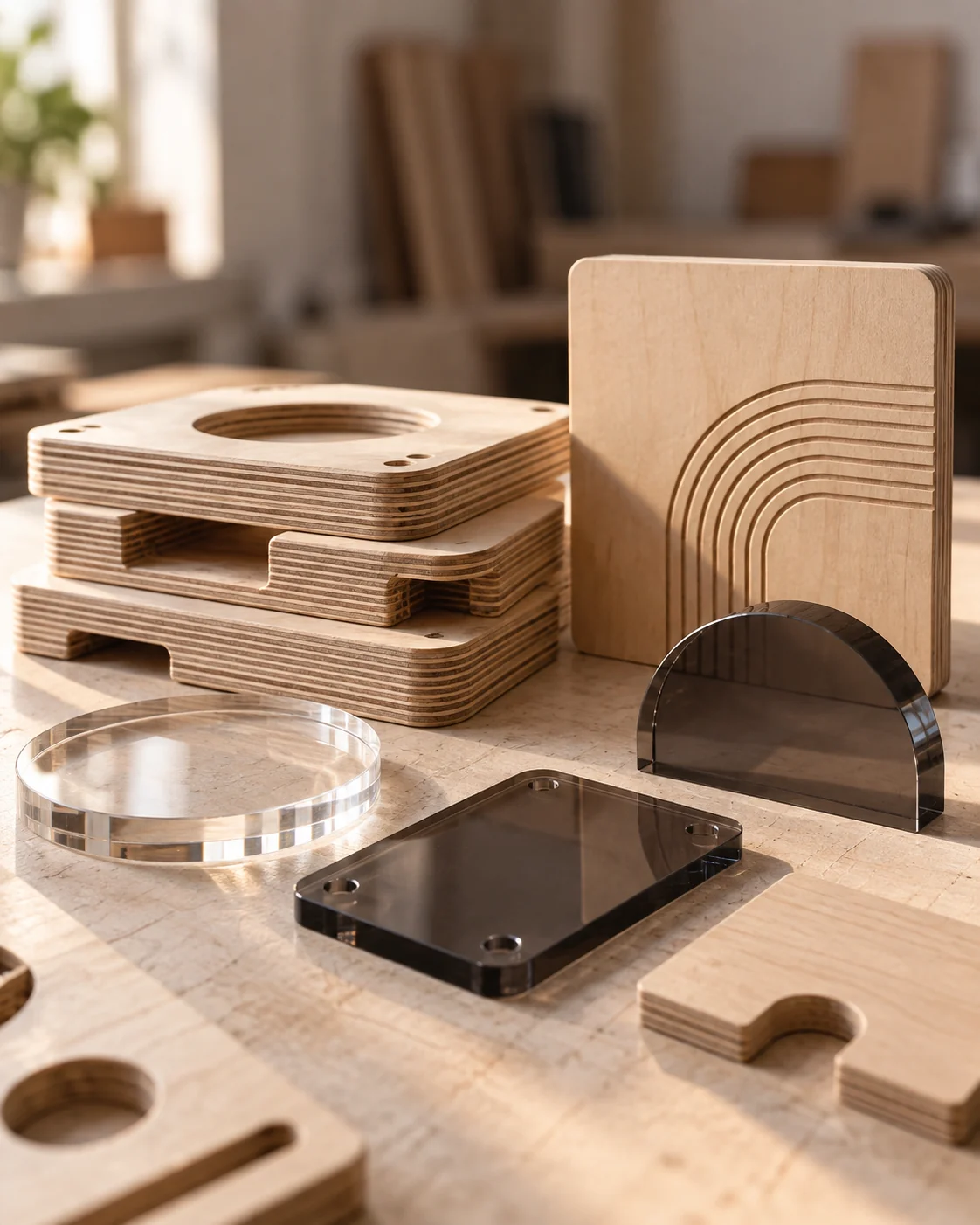 Wood & acrylic possibilities · Illustrative concept